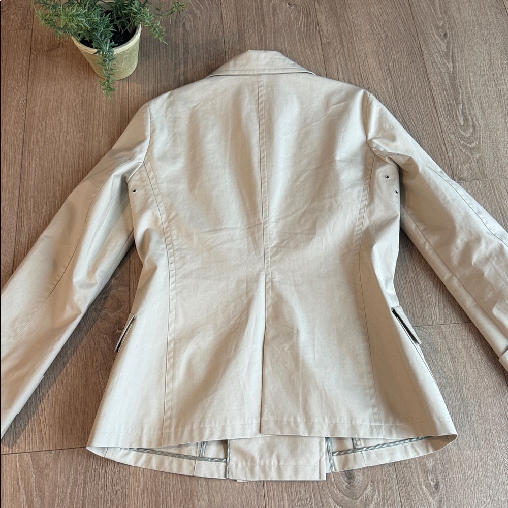 VINTAGE GIORIO ARMANI ITALIAN MADE SHORT TRENCH COAT BLAZER TAN SIZE M/L 10/12 - Picture 8 of 8